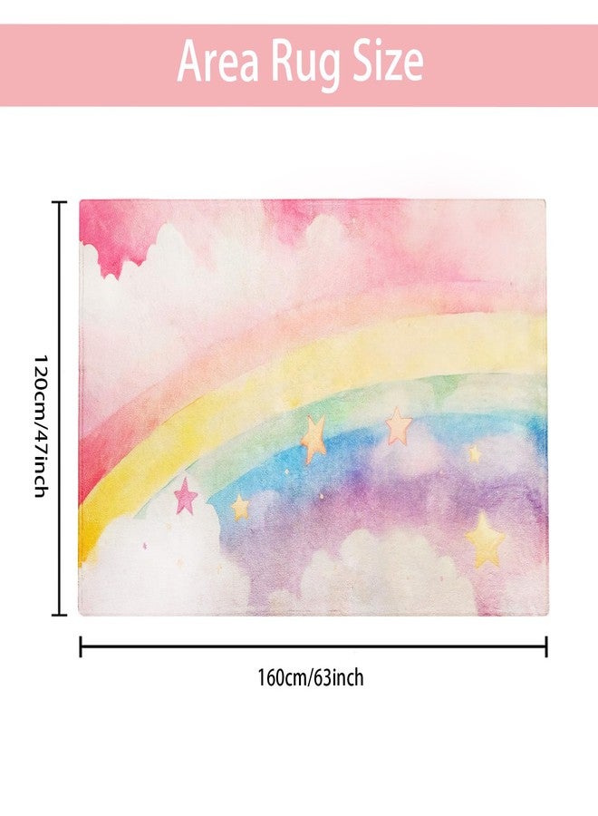 ABREEZE Kids Rainbow Area Rug Play Mat Ultra Soft Rugs for Children Room, 4'x5.3' Non Slip Multi Color Children Nursery Rug Kids Carpet for Bedroom Decor Playroom Living Room - Image 2